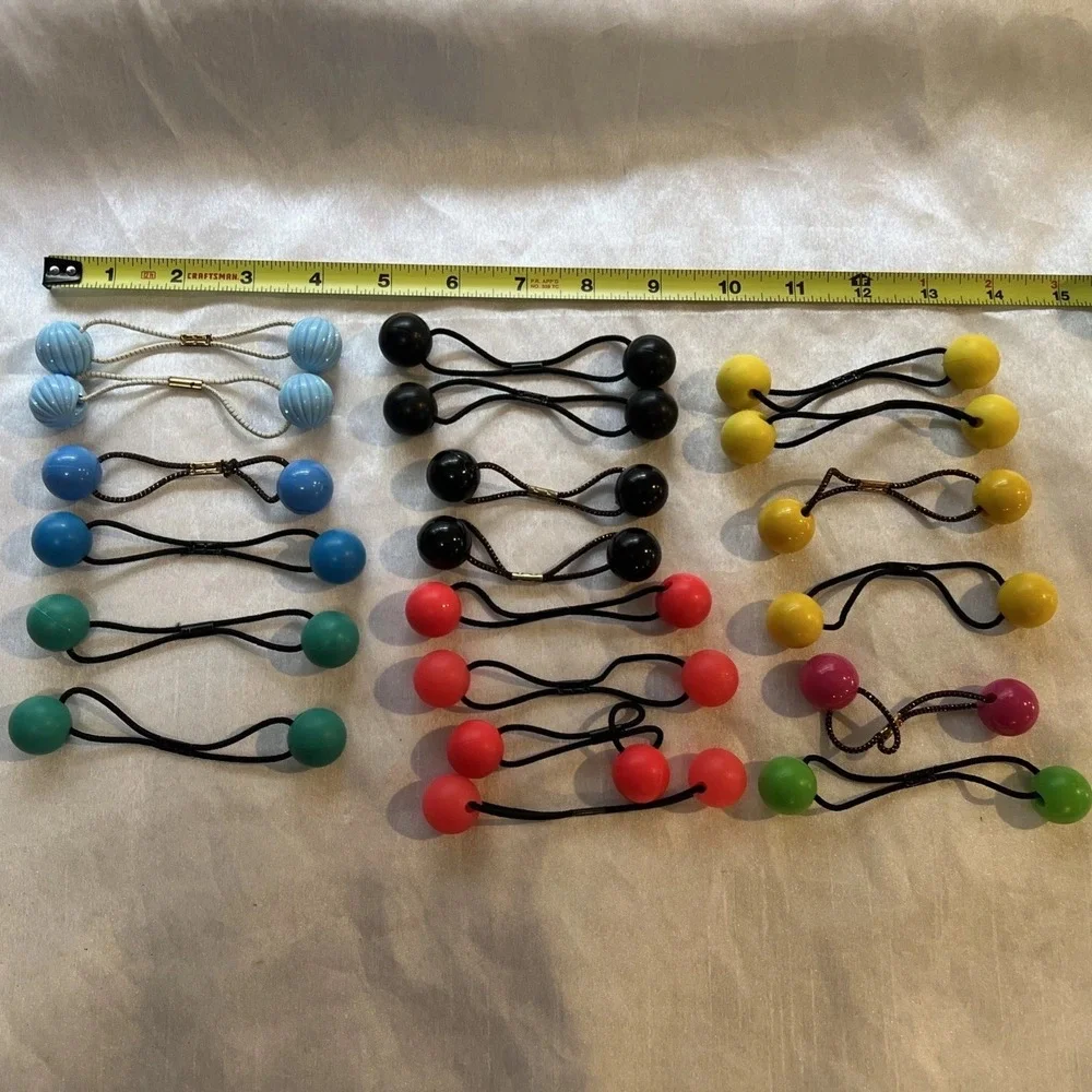 Lot of 20 Plastic Knocker Bubble Ball Hair Ties Elastic Bands - Some vintage